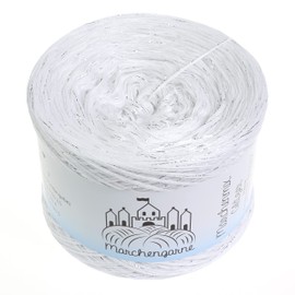 Bobbel Wool Plain + Silver Glitter 300 g - 1140 m 4-Way Colour Gradient Yarn Size Knitting Wool Crochet (White Silver Glitter)