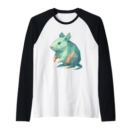 Low Poly Degu Geometric Modern Style Raglan Baseball Tee