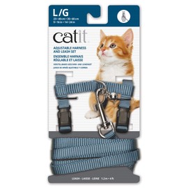 Catit Nylon Adjustable Cat Harness and Leash Set, Large, Blue