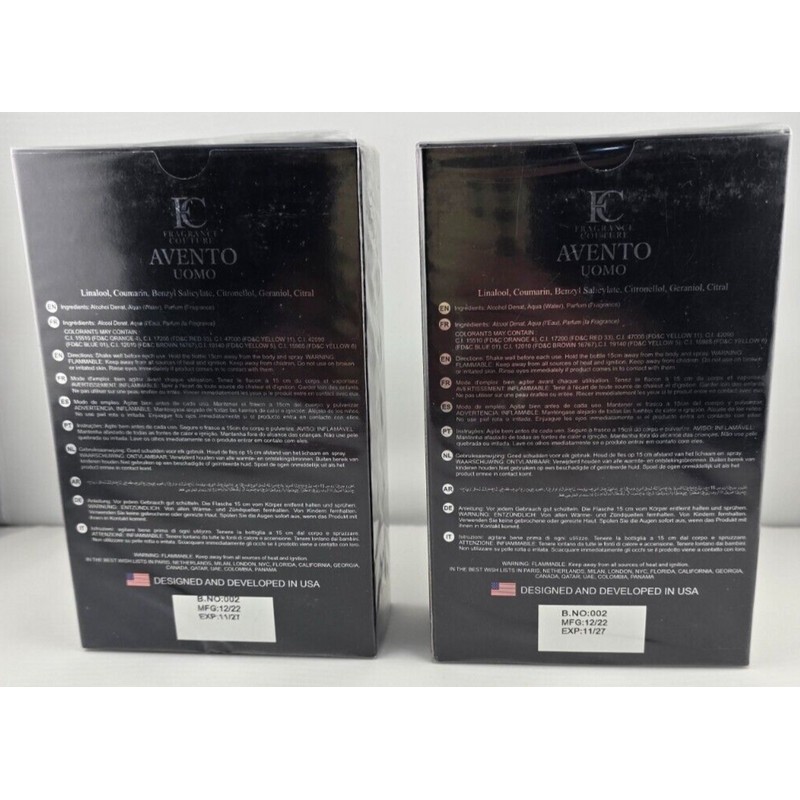 FRAGRANCE COUTURE NEW! Avento UOMO for Men (FC)- SPRAY 3.4