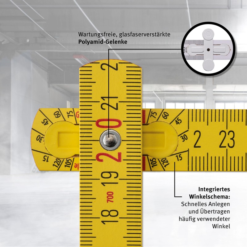 Stabila Wooden Folding Ruler, type 707, 2 m, yellow, metric