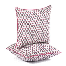 CPC Throw Pillow Covers for Couch, 24x24 Inch Decorative Couch Pillows for Living Room, 100% Cotton Boho Pillow Case or Cute Outdoor Pillows, Flower Pillow Covers or Preppy Throws-Pink Sapphire