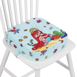 wooshwa Toddler Booster Seat for Dining Table, Kids Booster Seat for Kitchen Chair with Non-Slip Bottom, Portable Detachable Washable Increasing Cushion with 2 Adjustable Straps (Mermaid)