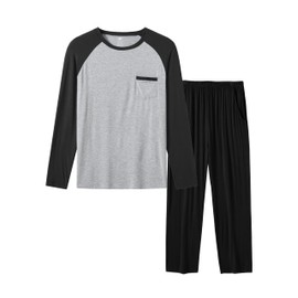 MoFiz Men's Pajamas, Loungewear, Sweatshirt, Top and Bottom Set, Long Sleeve, Loose Fit, Pockets, Sleepwear, Loungewear, Fluffy, Soft, Sweat Absorbent, Breathable, Large Size, Spring, Autumn, Winter,