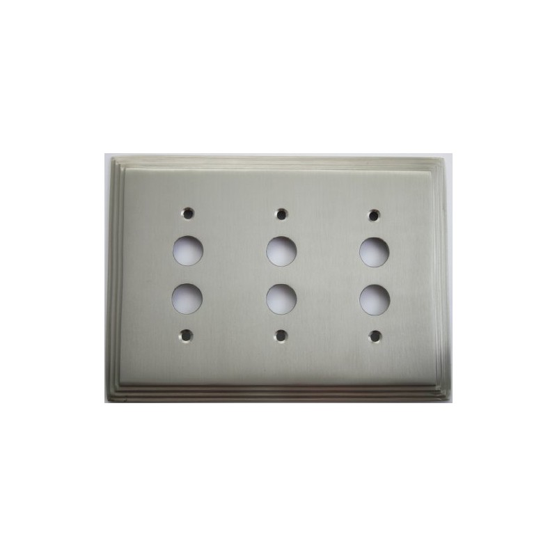Satin Nickel Deco Step Style 3 Gang Push Button Switch