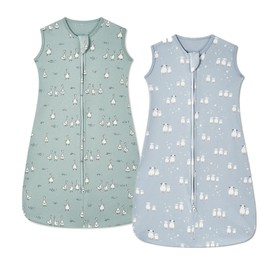insular Baby Sleep Sack 2 Pack 100% Cotton Wearable Blanket Sleeveless with 2-Way Zipper for Baby Boy or Baby Girl Sleeping Bag for 0-3-6-12-18-24 Month 0.5 TOG