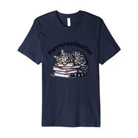 Read, Nap, Repeat – Funny Procrastination Cat Book Lover Gif Premium T-Shirt