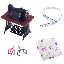 Vaguelly 1set Miniature Sewing Machine Dollhouse Accessories Vintage Style Model for Realistic Mini House Decoration