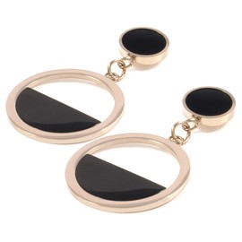 Happiness Boutique Women Half Circle Earrings in Black | Small Round Earrings Rose Gold Stainless Steel Jewellery