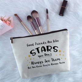 Yegifeyct Friendship Gifts for Women Friends Good Friends Are Like Stars Zipper Travel Makeup Bag Birthday Gifts for Friends Female Sisters Gifts from Sister