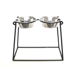 Pets Stop Pyramid Double Diner - Black - X-Large