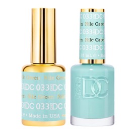 DND DC Gel Polish Set, Green Collection, UV/LED Gel Polish and Air Dry Nail Lacquer, Matching Chip-Free Polish Duo, 033 Nile Green, 0.5 Fl Oz