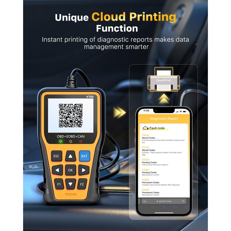 OBD2 Scanner - Enhanced Fixd Car Diagnostic Tool with Battery
