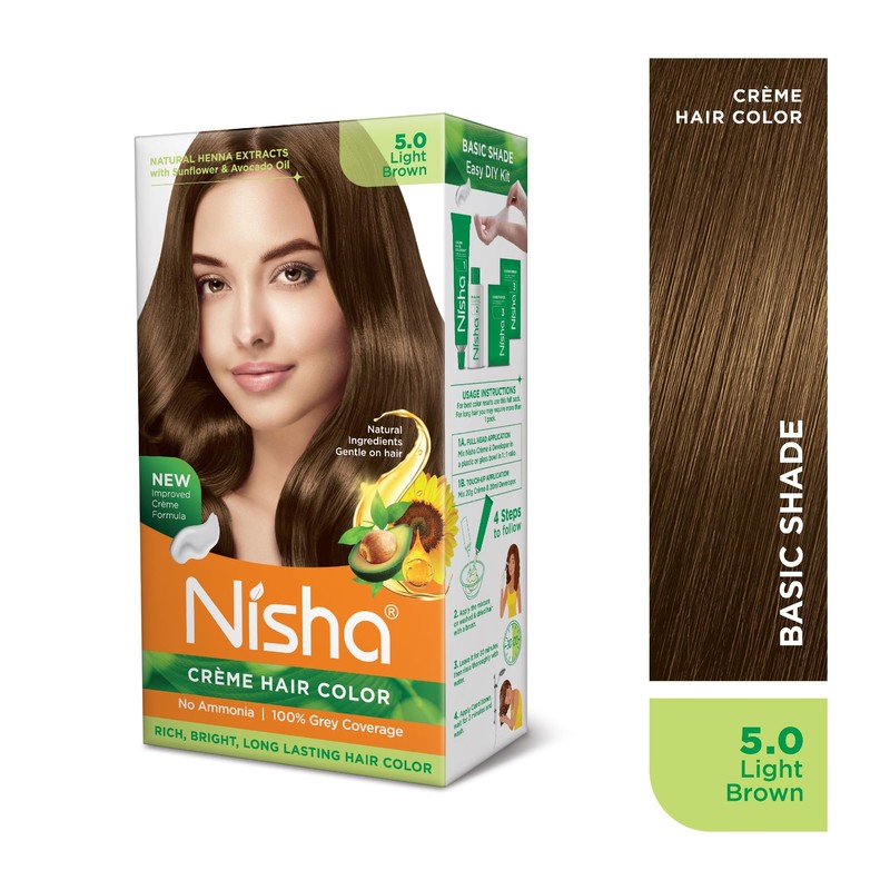 Nisha Creme Hair Color (Pack of 3, Light Brown)