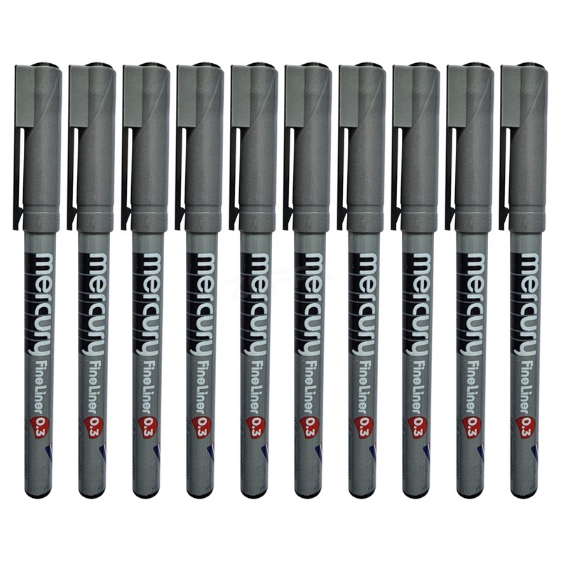 BLACK Fineliner Pens, 0.3mm Extra Fine Tip, Pack of 10,