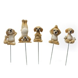 Yoga Dog Figurine Set Dog Doing Yoga Statue Miniature Garden Decoration Window Terrace Balconies Tabletop Ornament