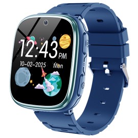 Kids Smart Watch Girls Boys - Smart Watch for Kids Game Watch Gifts for 4-12 Years Old with 15 Games Camera Alarm Video Music Player Pedometer Flashlight Birthday Gift Toys for Boys Girls (Navy Blue)