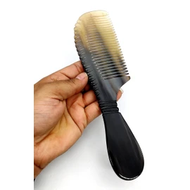 5MOONSUN5's Peine de cuerno de buey de calidad premium, 100% hecho a mano, antiestático, natural, sin mango, peine de masaje profesional para desenredar – (9 pulgadas)