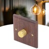 Dimmer Switch with Brass Knob Black Walnut Wood Rotary Dimming