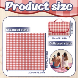 Yesmoyhe Picnic Blanket Red Checked 200 x 200 cm Picnic Mat Red Checked Picnic Blanket Red White Checked Picnic Blanket Large Waterproof Picnic Blanket for Garden, Beach