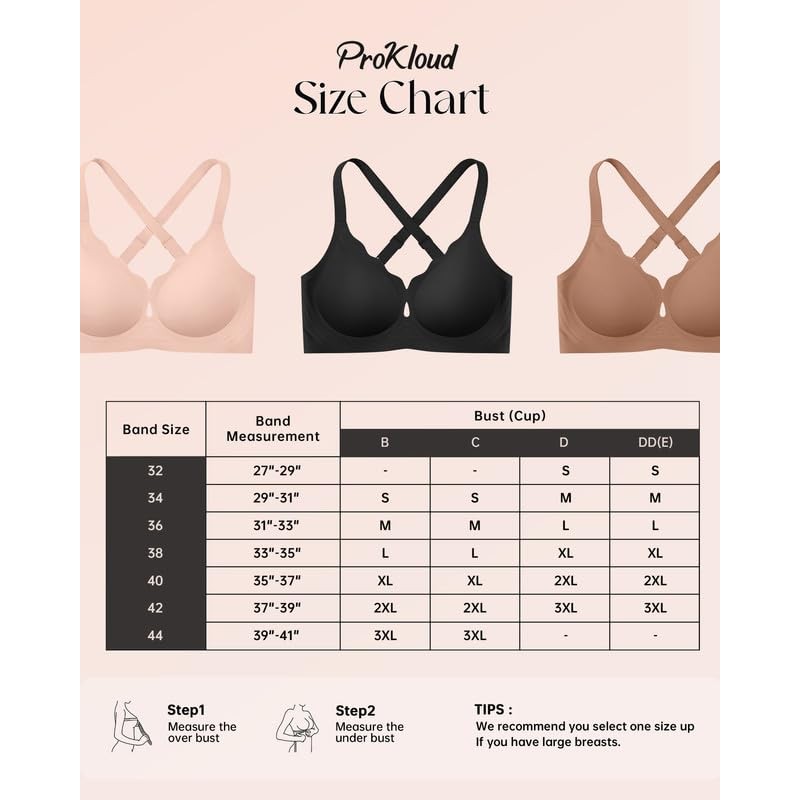 ProKloud Wireless Bras for Women Wave Push Up No Underwire