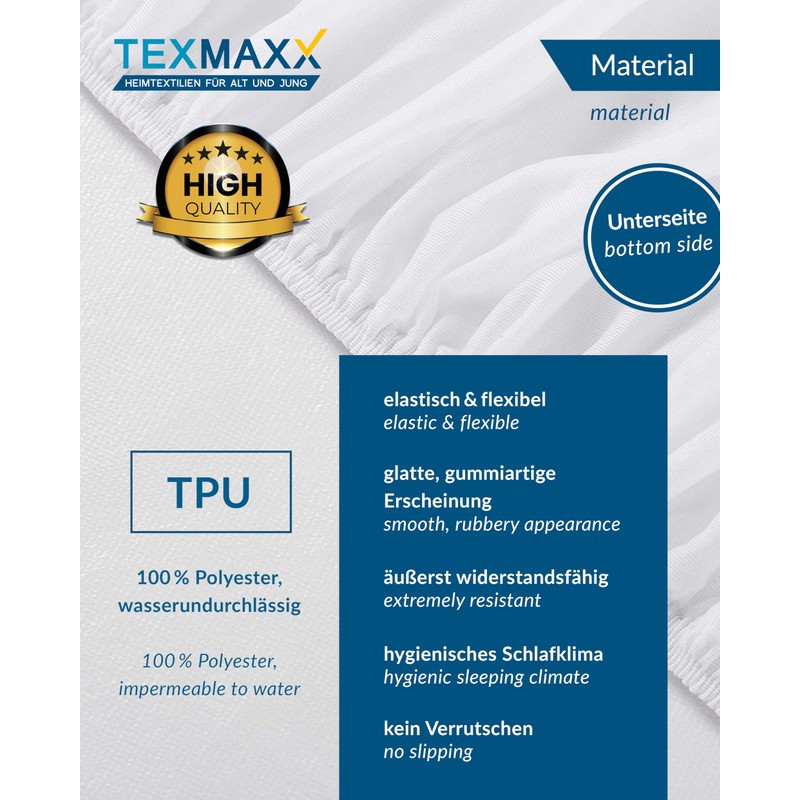 TEXMAXX® Mattress Protector 80 x 200 cm - Breathable/Waterproof Mattress