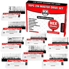 BAKER AND BOLT Robertson Square Drill Bit Set (PREMIUM Complete 12pc Set)/w Storage Case and Bit Holder -Hex Shank Magnetic Bit Set -THE GIFD COLLECTION -Fortified S2 Steel -Long 2in Heads for Drills