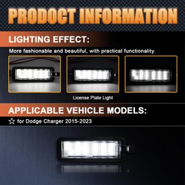 ZDEERAOTO LED License Plate Light for 2015-2023 Dodge Charger, Challenger, Chrysler 300, Chrysler Pacific 2017-2023, for Jeep Compass 2017-2023,18 SMD Xenon White 6000K,for Led Rear Tag Lamp,1 Pcs