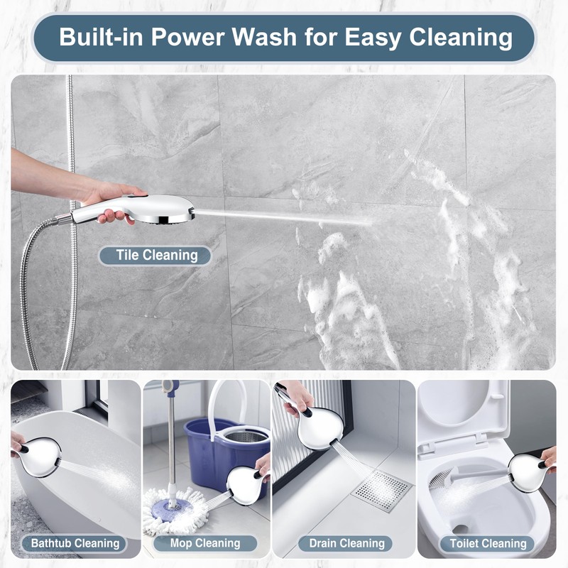 BRIGHT SHOWERS High Pressure Shower Head with Handheld, 9 Spray