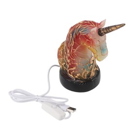 Animal Table Lamp Vintage Resin Stained LED Night Light USB Plug Decorative Bedside Lamp for Bedroom Living Room Bar