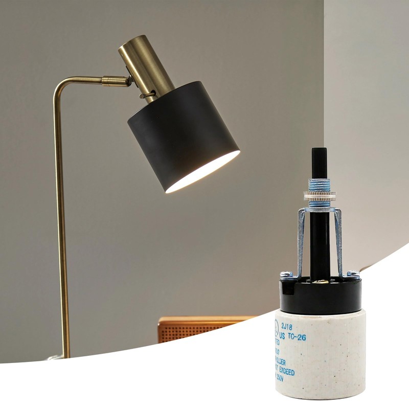 Zreneyfex E26 Universal Ceramic Light Socket with Rotary Switch 250V