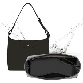 OAikor Purse Organizer Insert Compatible with Longchamp Hobo Bag Organizer Insert,Upgraded Lightweight Water-Resistant Dupont Paper Bag inner Shaper for Luxury Hobo Bags(Black)
