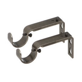 Ivilon Adjustable Brackets for Curtain Rods - for 1 or 1 1/8 Inch Rods. Set of 2 - Pewter