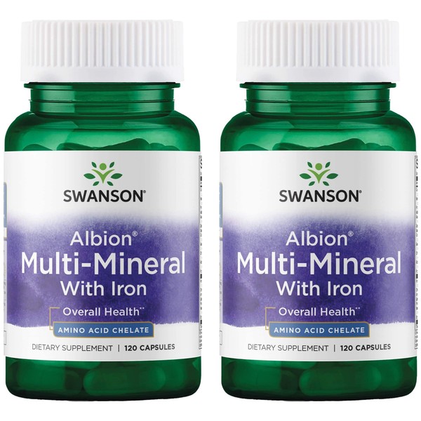 Swanson Albion Chelated Multi-Mineral Glycinate 120 Capsules (2 Pack)