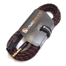 Male XLR to 6.35mm Stereo TRS Jack Lead/Balanced Signal/Audio Speaker Cable (6m, Black/Red)