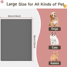 Large Dog Food Mat, Silicone Dog and Cat Mat for Food and Water Bowls, Waterproof Pet Feeding Mat for Contain Spills Protects Floors, Multiple Colors & Sizes for Pets (32"x24", Light Gray)