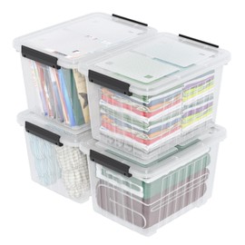 Nesmilers 50 Quarts Plastic Storage Boxes, Large Clear Bins with Lids and Wheels Set of 4