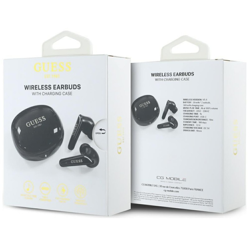 TWS CG Mobile Guess Flat Classic Logo Electroplated (Black) Headphones