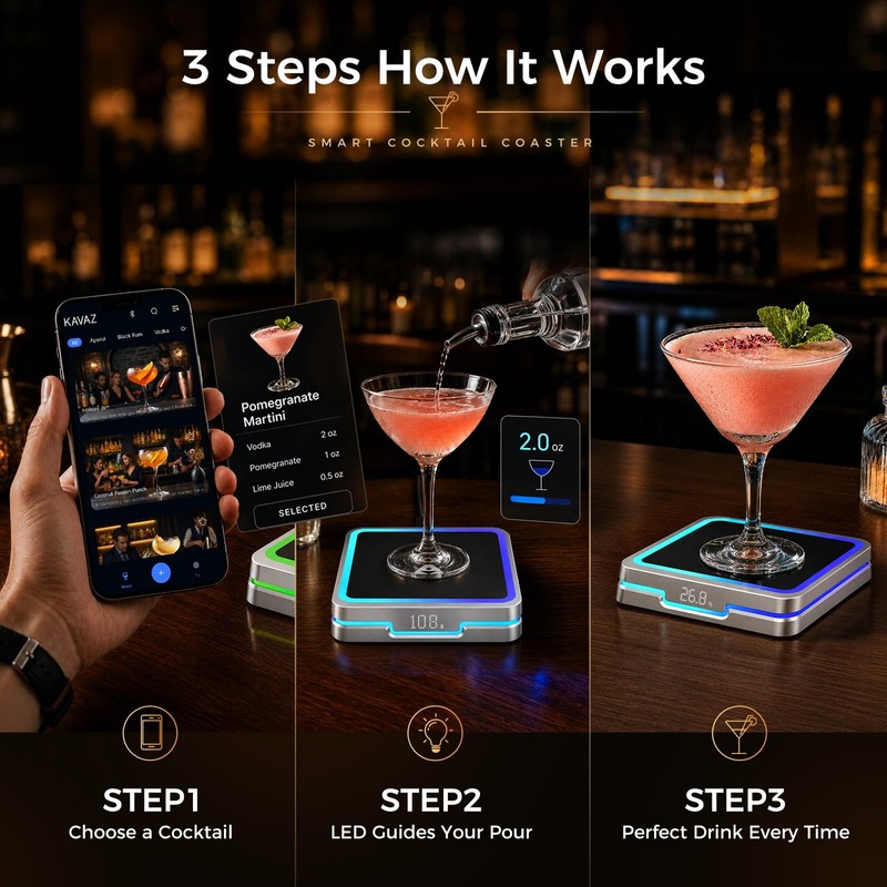 KAVAZ Smart Cocktail Maker – LED Guided Cocktail Mixing Device