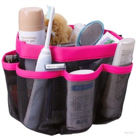 INTSUPERMAI Mesh Shower Caddy Portable Red Color with 8 Pockets Quick Dry Shower Bag for Bathroom Camping Swimming Gym Travel Large Hanging Toiletry Organizer Mesh Beach Pool Bag