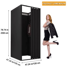 Clothing Store Fitting Room, Portable Changing Room with Shading Curtain Used in Office, Mall, Boutique, Home, Movable Temporary Mobile Privacy Protection (Black, 47x47x79 inches)