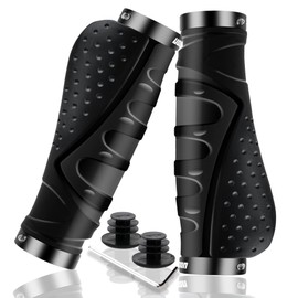 LYCAON Bike Handlebar Grips Bicycle, Bicycle Grips Ergonomic Non-Slip Rubber Bicycle Handle with Aluminium Lock, Handle for Scooter Cruiser Urban Tricycle Wheel Chair Mountain Road MTB BMX (Black)