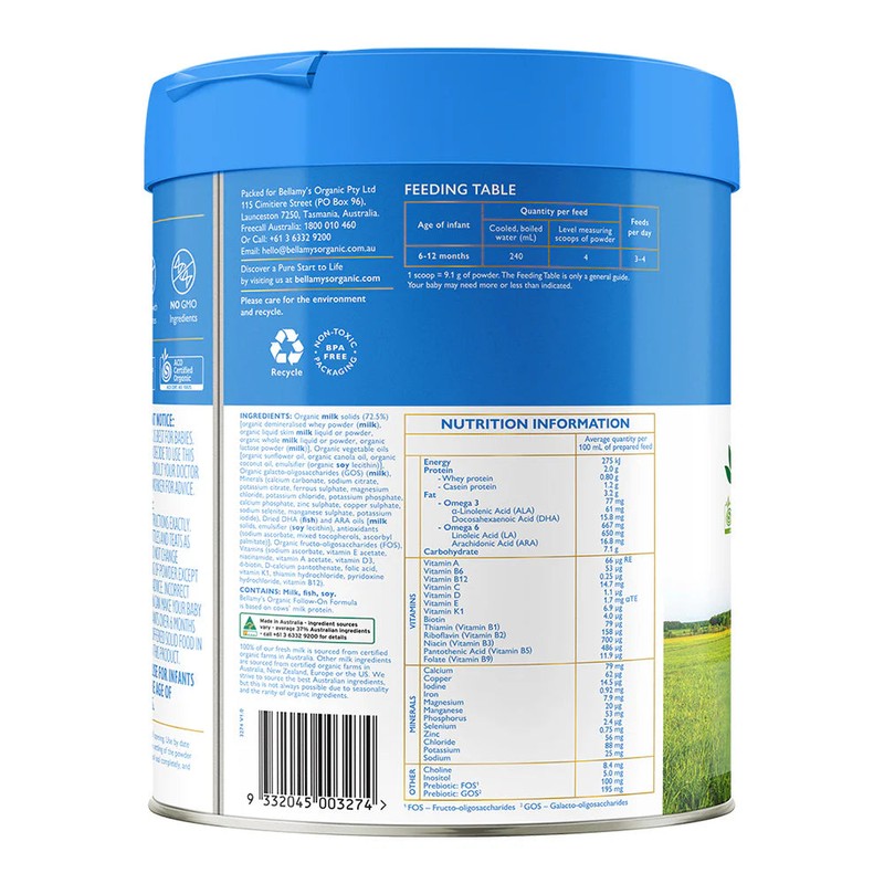 Bellamy's Organic Stage 2 Follow-On Formula 6 - 12 Months