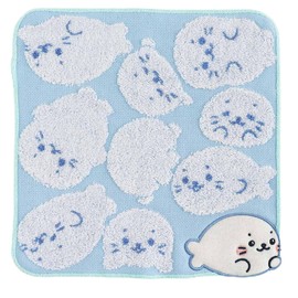 Shirotan Towel Handkerchief, White Batan Applique (Blue) Women's Character Hand Towel, Approx. 9.8 inches (25 cm), 000728-0001-01, blue