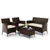 COSTWAY 4 Pieces Comfortable Outdoor Rattan Patio Garden Sofa Set