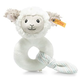 Steiff 242328 Soft Cuddly Friends Lita Lamb Gripping Ring - 14 cm - Cuddly Toy for Babies - Cream, White, 61 g