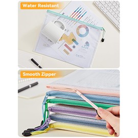 HEETA HEETA 12 Stück Dokumententasche A4, Starke Zipper Beutel, Wasserdichte Dokumentenbeutel mit sicheren Reißverschlüssen für Büro Schule Zuhause Reisen Aufbewahrung, 12 Farben