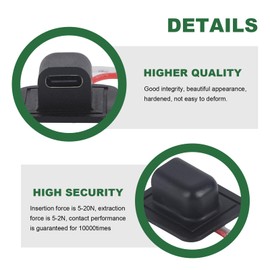 ZIWIMEGO Type-C Female Chassis Charging Port Waterproof with Card Buckle 3A High Current Port USB-C Charger Plug