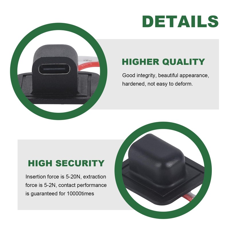 ZIWIMEGO Type-C Female Chassis Charging Port Waterproof with Card Buckle