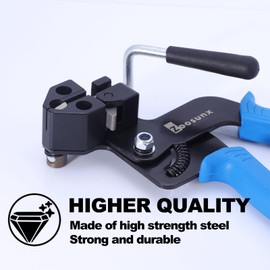 ZOOSUNX Metal Zip Ties Tool, Stainless Steel Cable Tie Gun, Use for Cutting and Fastening up to 12mm Width Heavy Duty Metal Zip Tie. Used to Repair Fences, Pipes, Chain Links, Head Wrap. (Blue)